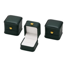 Футляр для каблучки з короною, PU-шкіра, подарункова коробочка. Зелений