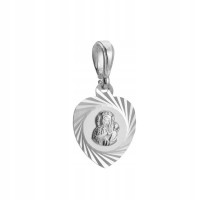 Срібна підвіска-іконка «Божа Матір» у формі сердечка. S-001