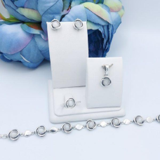 Срібний браслет з перлами. P-145