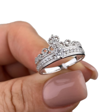 Женское серебряное кольцо «Корона» с вставками белого циркония. 0706