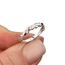 Срібна каблучка «Лісова Ніжність»  з золотими вставками та білим цирконом. 1611 - 18