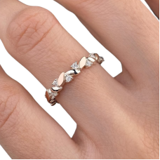 Срібна каблучка «Лісова Ніжність»  з золотими вставками та білим цирконом. 1611 - 18