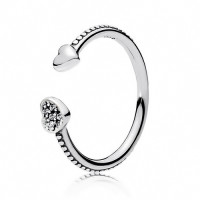 Срібна каблучка з серцями та фіанітами — Open Love, срібло 925