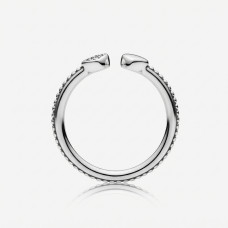 Срібна каблучка з серцями та фіанітами — Open Love, срібло 925