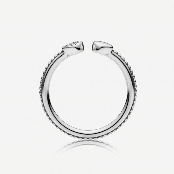 Срібна каблучка Open Love з серцями та фіанітами