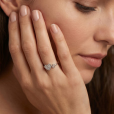 Срібна каблучка з подвійним серцем та фіанітами — Love Shine. 3893