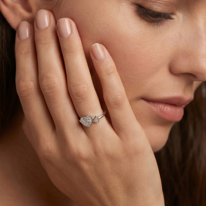 Срібна каблучка Love Shine з серцем і фіанітами (925 проба)