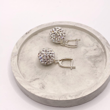 Жіночі срібні сережки-кульки з цирконом. S 0003
