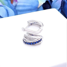 Жіночі срібні сережки на англійській застібці та блакитним поясом. Ch 1273