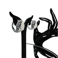 Женские серебряные серьги Дракон с белым фианитом и родиевым покрытием. K-004