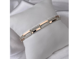 Жіночий срібний браслет з золотими вставками та цирконом. 1454