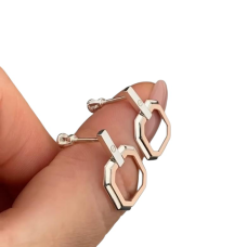 Жіночі срібні сережки-пусети з золотими вставками. 1616