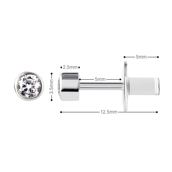 Срібні сережки-пусети з камінням — Геометрія Сяйва, Срібло 925