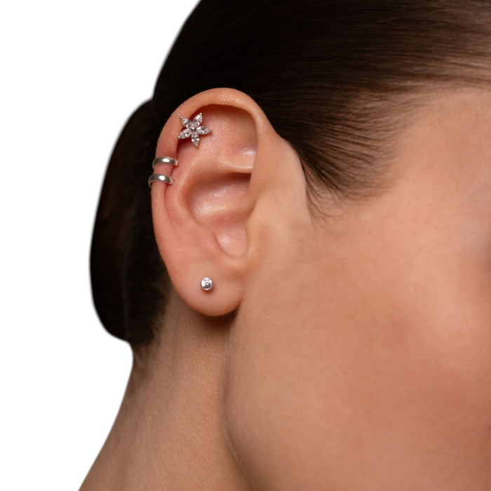 Срібні сережки-пусети з камінням — Геометрія Сяйва, Срібло 925