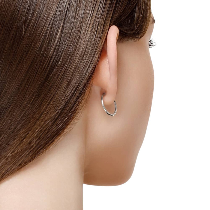 Срібні сережки-конго Melarion Basic 15 мм — Родоване срібло 925