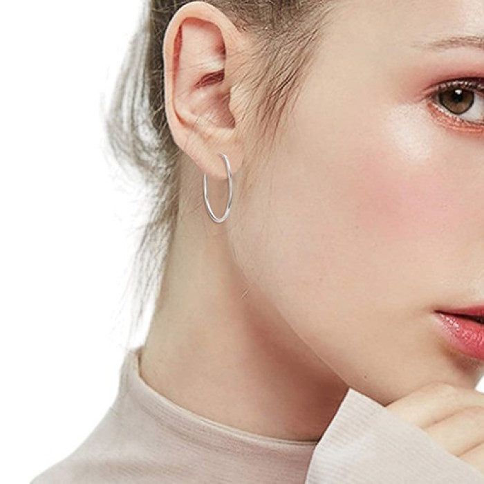 Срібні сережки-конго Melarion Classic 20 мм — Родоване срібло 925